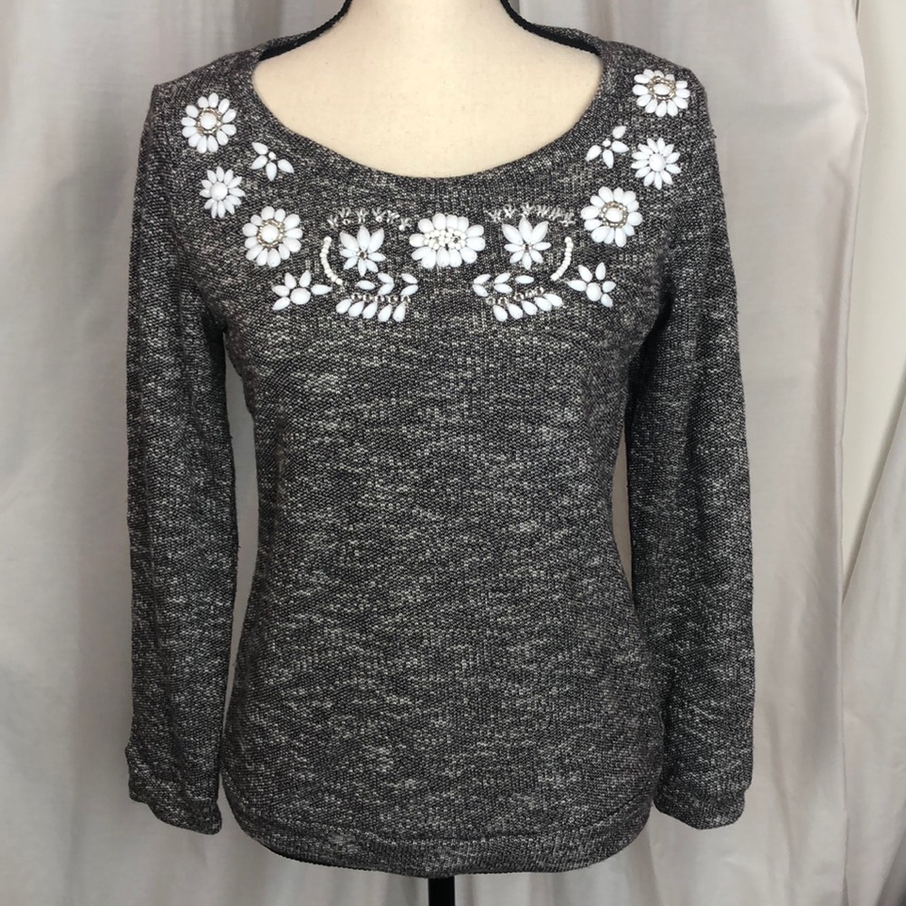 INC Floral Rhinestone Beaded Cottagecore Deadstock Y2K Top Long Sleeve NWT PM